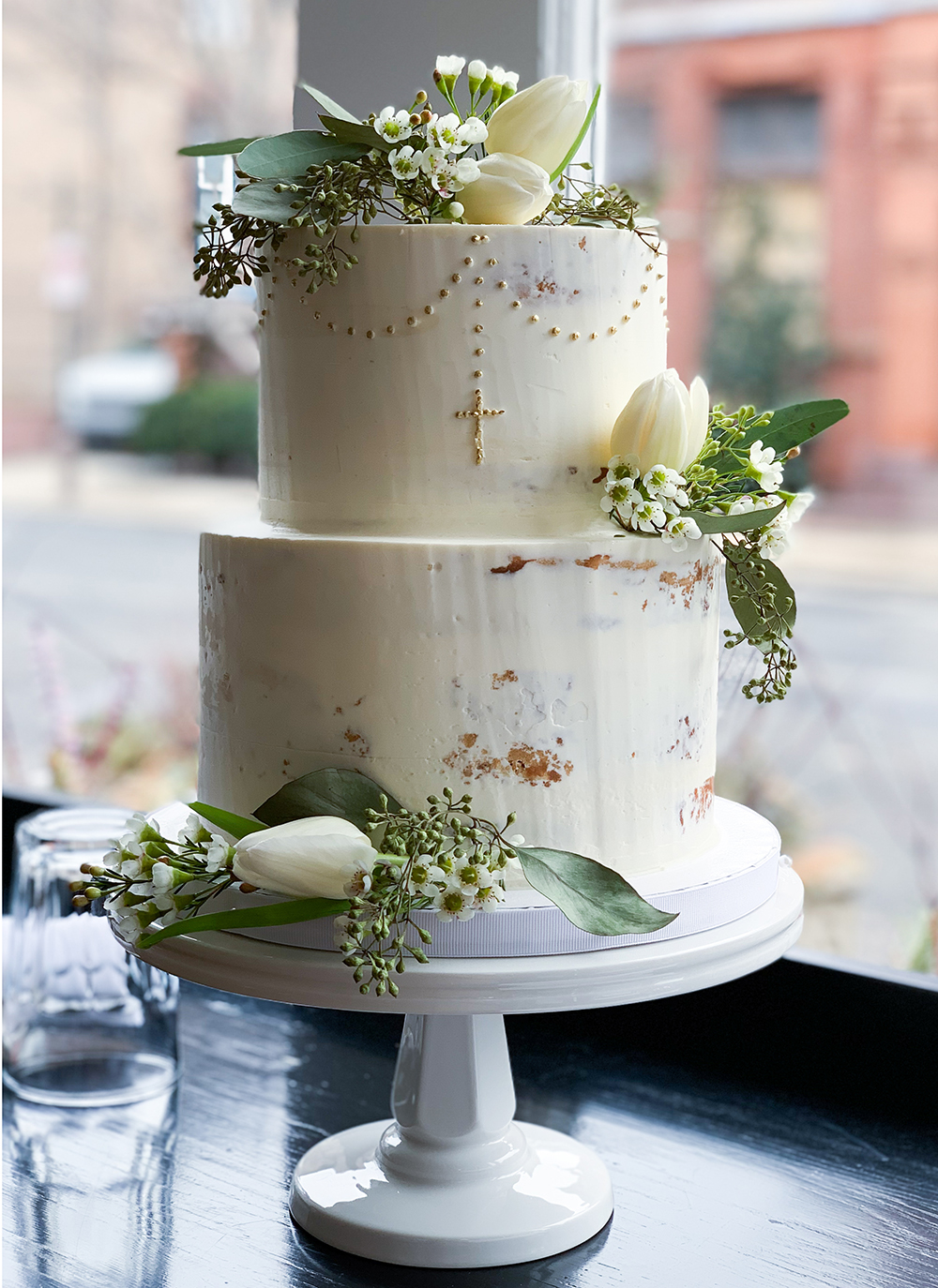 Semi-Naked Christening Cake | Whipped Bakeshop Philadelphia