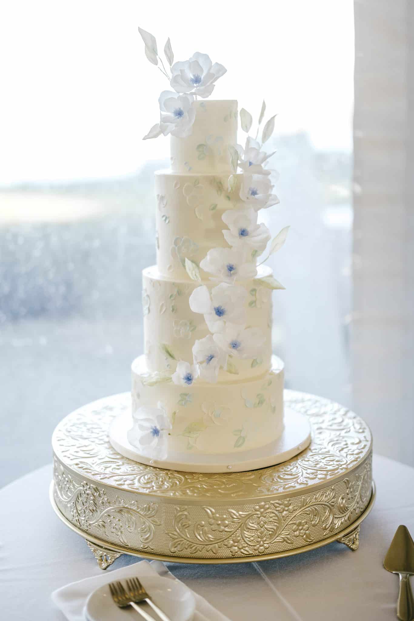Wafer Paper Floral Wedding Cake by Whipped Bakeshop in Philadelphia