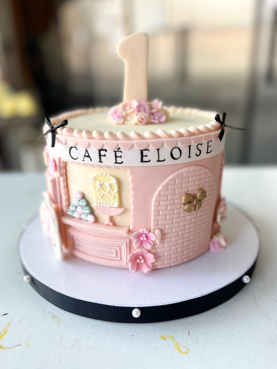 Paristian Cafe First Birthday Cake by Whipped Bakeshop Philadelphia