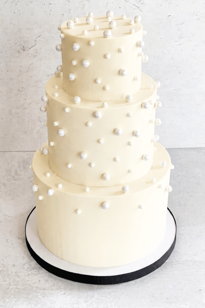 Pearl studded wedding cake by Whipped Bakeshop in Philadelphia
