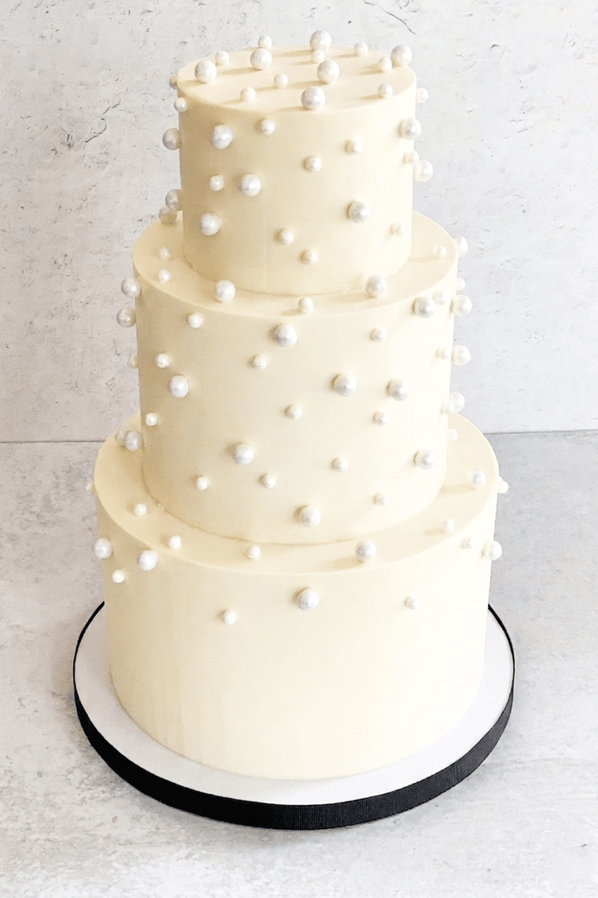 Pearl studded wedding cake by Whipped Bakeshop in Philadelphia